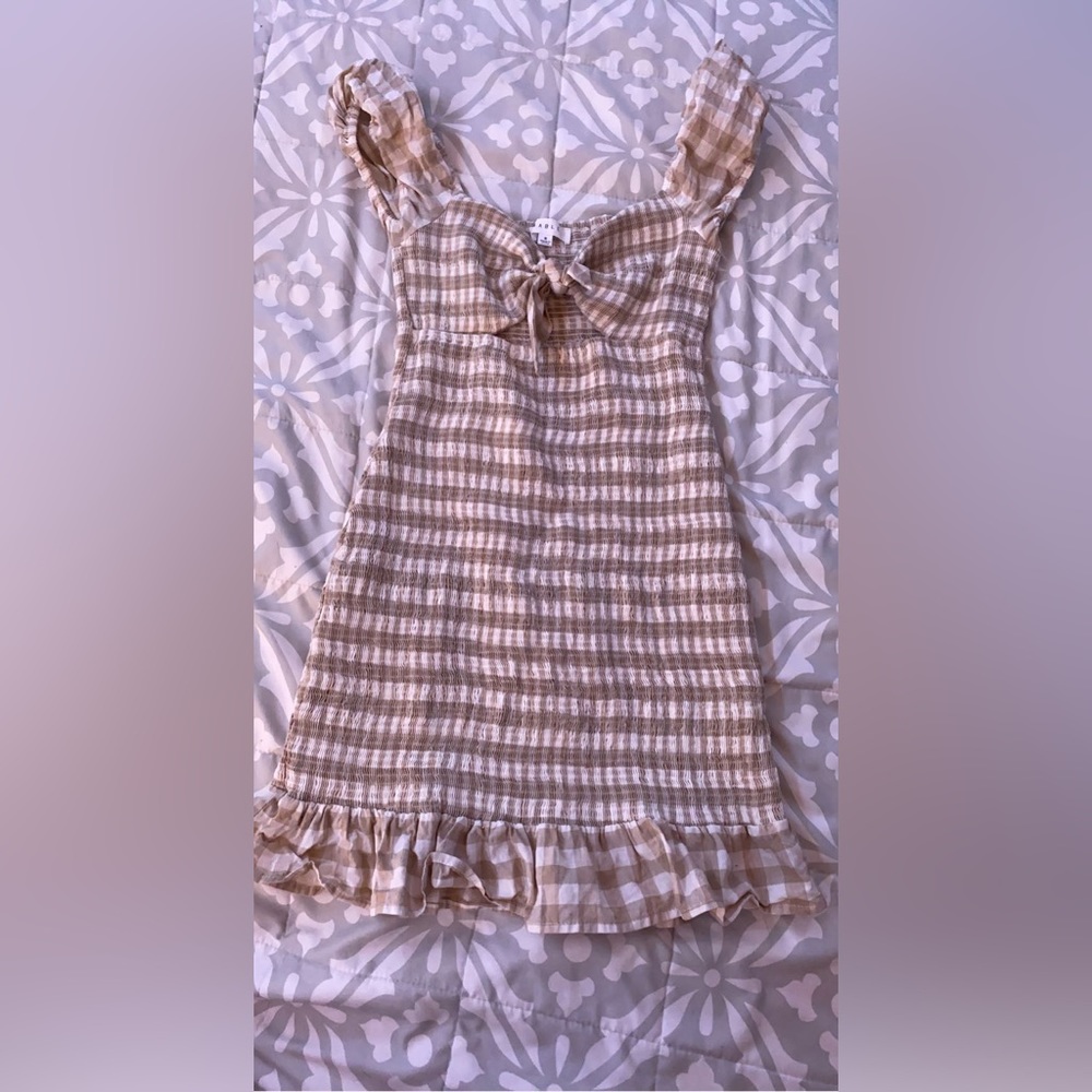 cutest white and brown mini dress